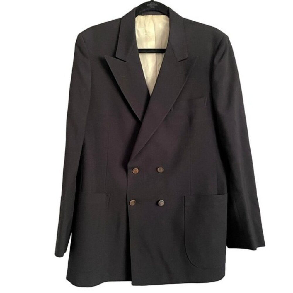 Vintage Christian Dior Black Double Breasted Wool Blend Blazer - 44 Long 🇨🇦 - Picture 4 of 13
